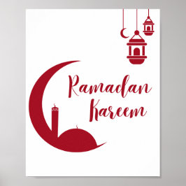 Ramadan Kareem Crescent Moon & Lantern Wall Print  Poster