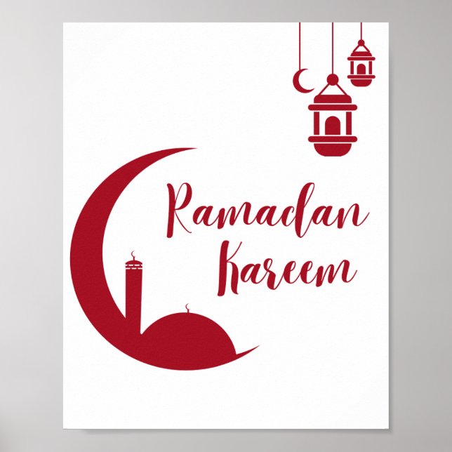 Ramadan Kareem Crescent Moon & Lantern Wall Print  Poster (Framsidan)