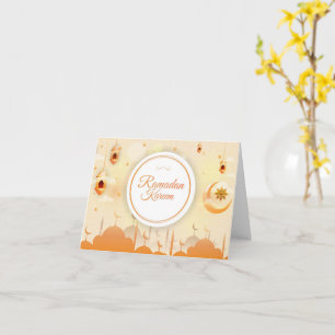 Ramadan Kareem Crescent Mosque Orange Guld Helgdag Kort