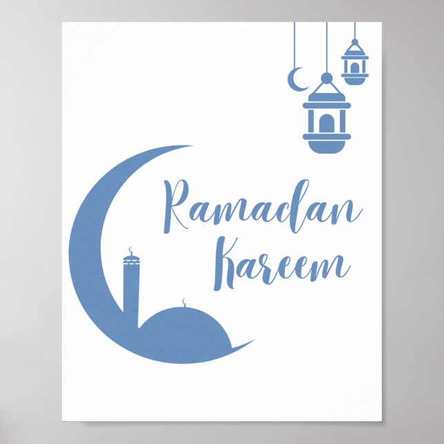 Ramadan Kareem Elegant Halvmåne & Lykta Vägg Pr Poster (Framsidan)