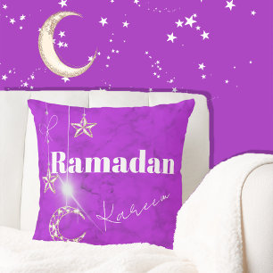 Ramadan Kareem Elegant Lila Måne Stars Kudde