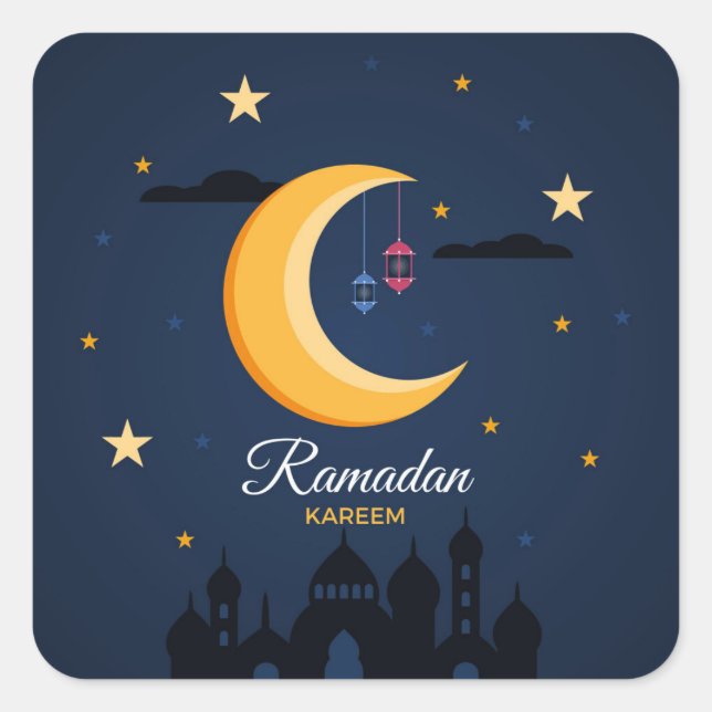 Ramadan Kareem Fyrkantigt Klistermärke (Framsida)