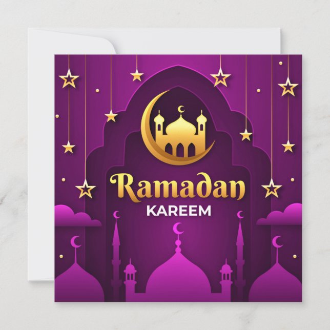 Ramadan Kareem | Golden crescent och moské Julkort (Framsida)