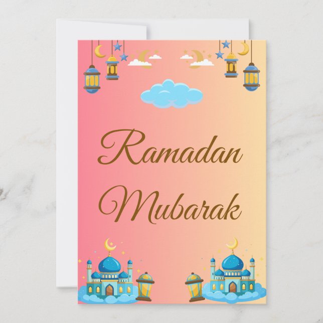 Ramadan Kareem Greeting Card Carte de vœux simple Kort (Framsida)