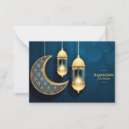 Ramadan Kareem Guld Crescent and lantern Anteckningskort