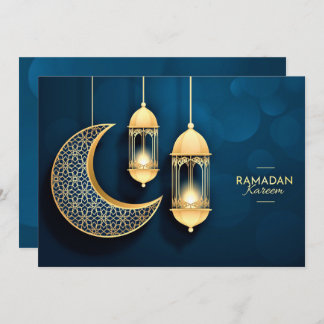 Ramadan Kareem Guld Crescent and lantern Julkort