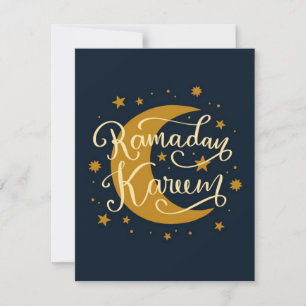 Ramadan Kareem Guld-crescent och -stjärnor Anteckningskort