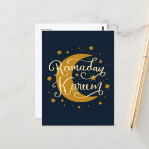Ramadan Kareem Guld-crescent och -stjärnor Vykort