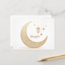 Ramadan Kareem Guld Crescent vykort