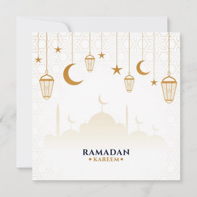 Ramadan Kareem Guld Stars och Crescent Julkort (Framsida)