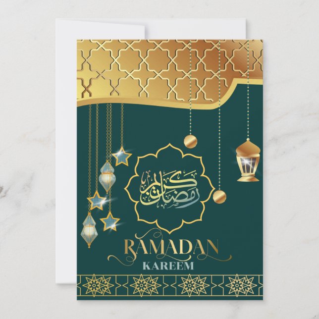 Ramadan Kareem Guldgrön arabisk kalligrafi Kort (Framsida)