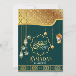 Ramadan Kareem Guldgrön arabisk kalligrafi Kort