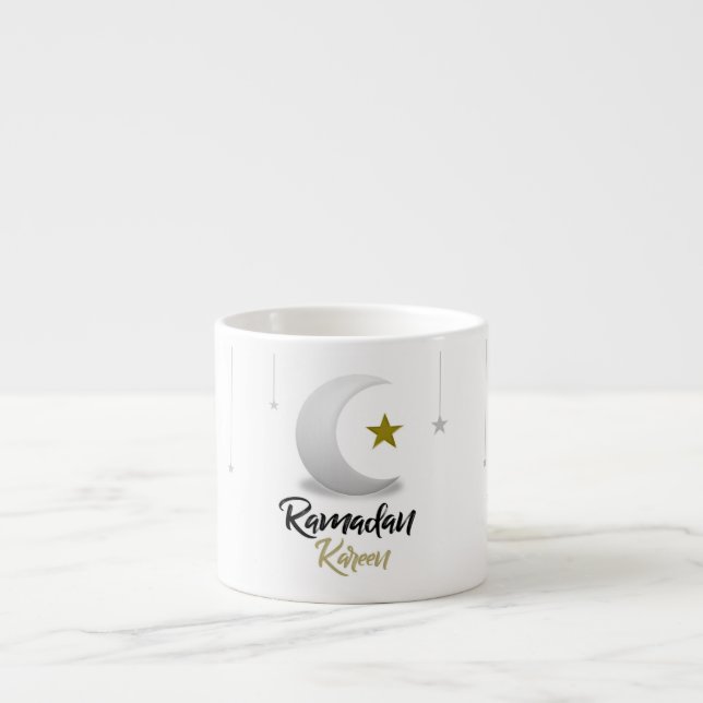 Ramadan Kareem Halvmåne Design - Islamisk Mubarak Espressomugg (Framsidan)