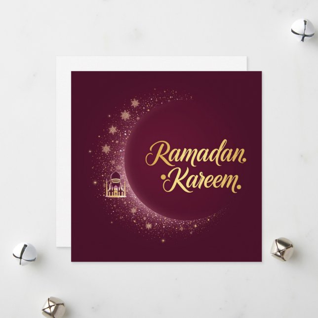 Ramadan Kareem holiday Personalized Modern Card Julkort (Fram/Back In Situ)