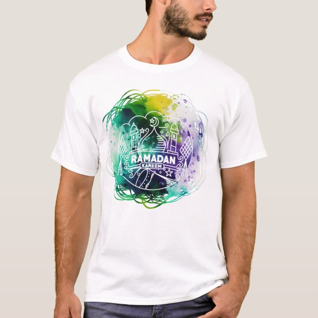 RAMADAN KAREEM i Abstrakt Vattenfärg T Shirt (Framsida)