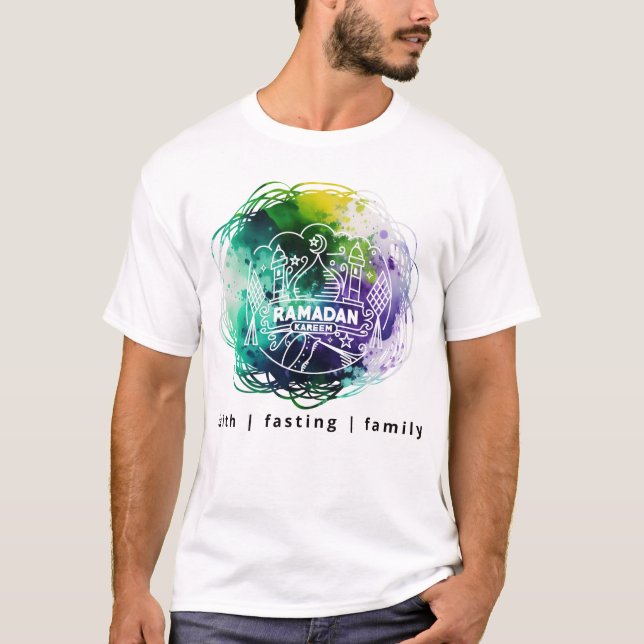 RAMADAN KAREEM i Abstrakt Watercolor T-Shirt (Framsida)