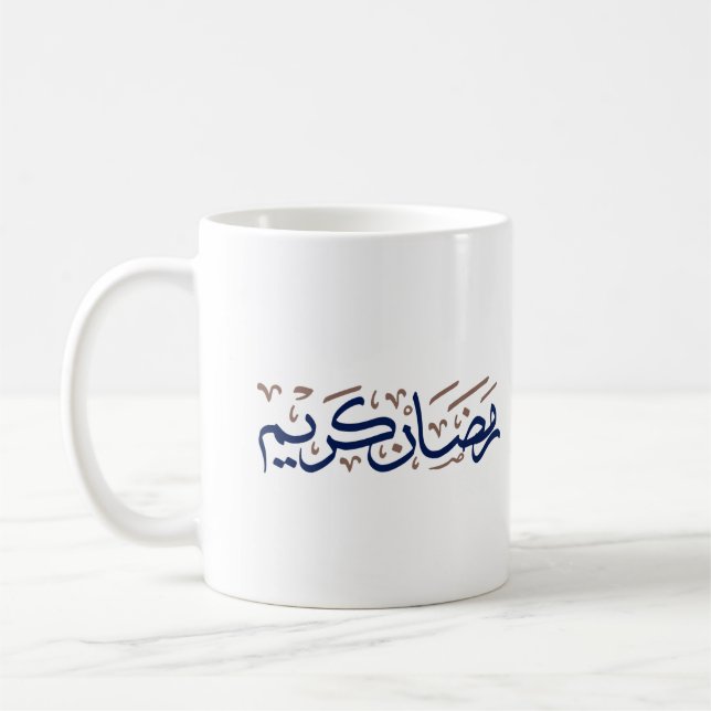 Ramadan kareem i Arabiska Blue och Brown Färg Kaffemugg (Vänster)