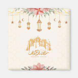Ramadan Kareem Iftar Blommigt Watercolor Lanterns Magnet