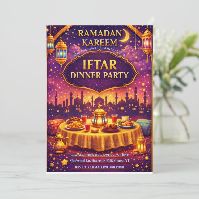 Ramadan Kareem Iftar dinner Party Invitation Inbjudningar (Stående Fram)