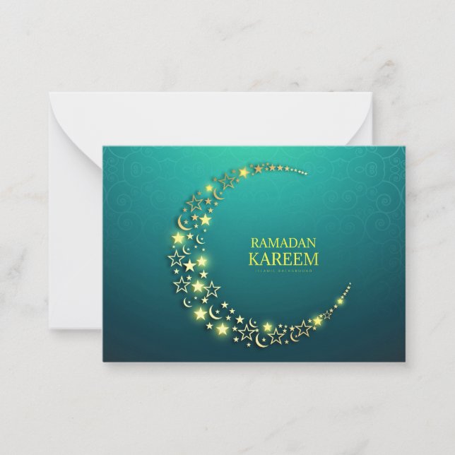 Ramadan Kareem Islamic Guld Crescent Anteckningskort (Framsida)