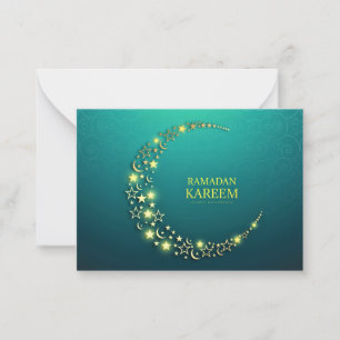 Ramadan Kareem Islamic Guld Crescent Anteckningskort