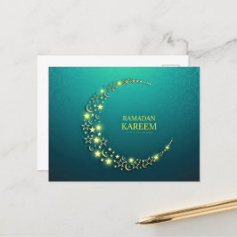 Ramadan Kareem Islamic Guld Crescent Vykort