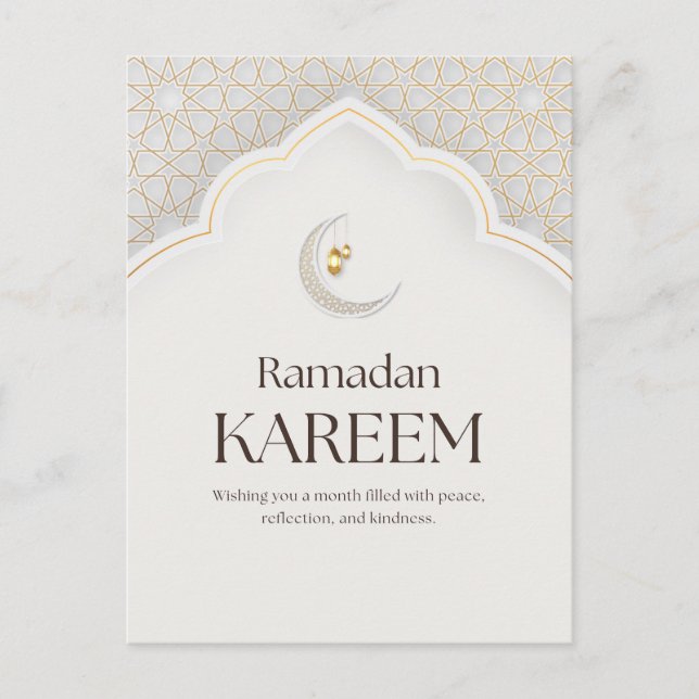 Ramadan Kareem Lantern & Crescent Art Helg Vykort (Framsida)
