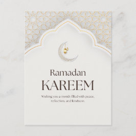 Ramadan Kareem Lantern & Crescent Art Vykort