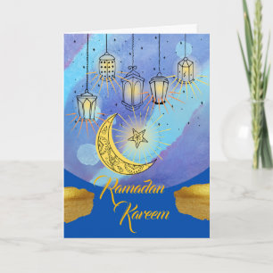 Ramadan Kareem-lyktor på natten Kort