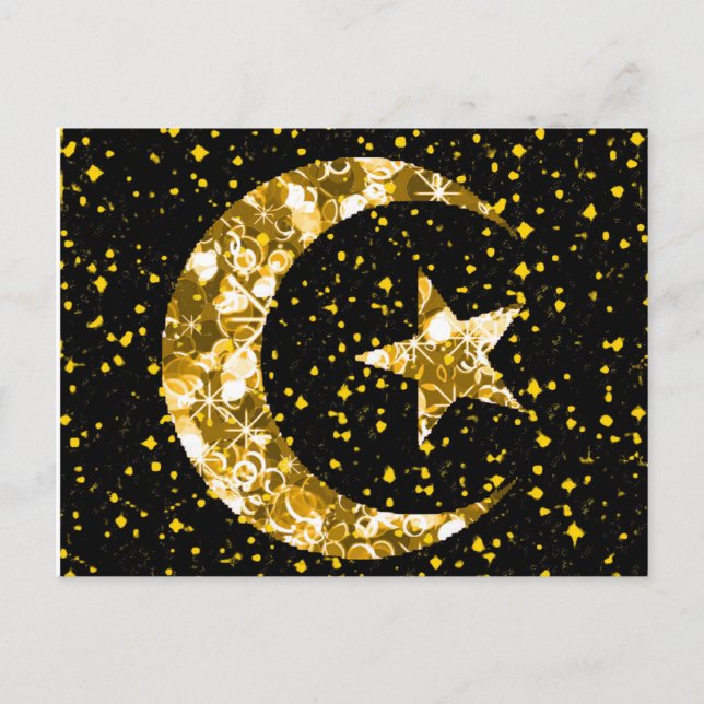 Ramadan Kareem måne och star Vykort (Framsida)