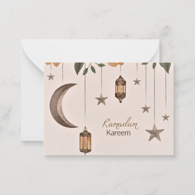 Ramadan Kareem måne och stjärnor Anteckningskort (Framsida)