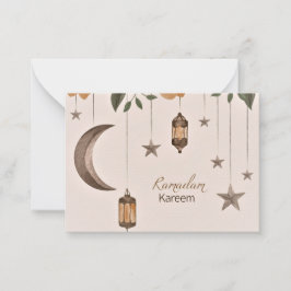 Ramadan Kareem måne och stjärnor Anteckningskort