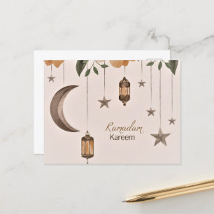 Ramadan Kareem måne och stjärnor Vykort