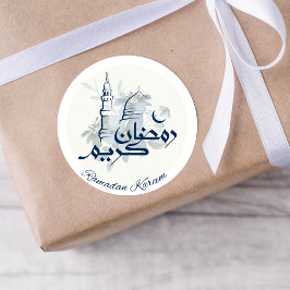 Ramadan Kareem Masjid Blue Sticker Runt Klistermärke