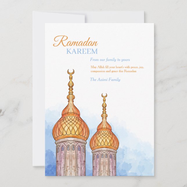 Ramadan Kareem Mosque Helgdag Card Julkort (Framsida)