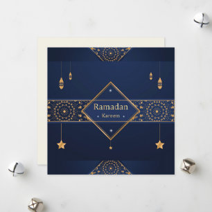 Ramadan Kareem Mubarak Blue Muslim Helgdag Card Julkort
