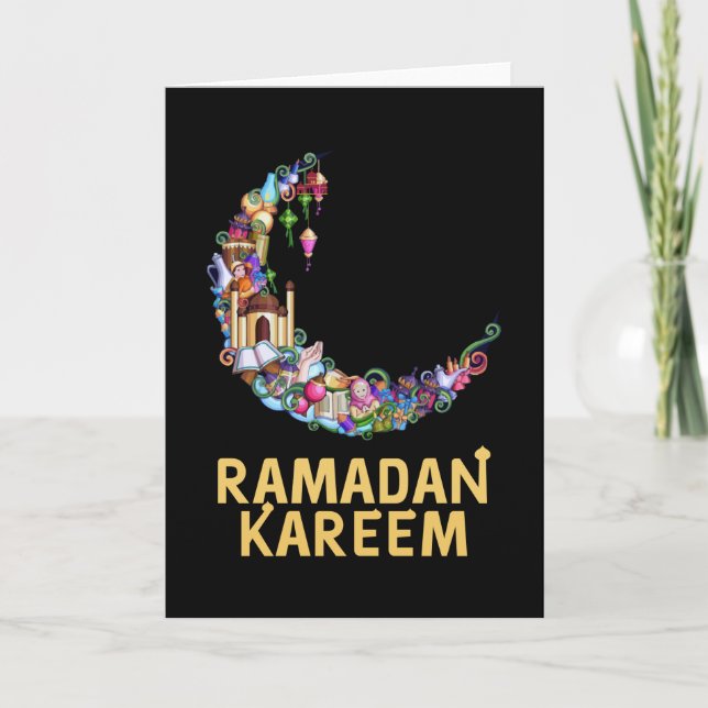 Ramadan Kareem Mubarak fasta måne Kort (Framsida)