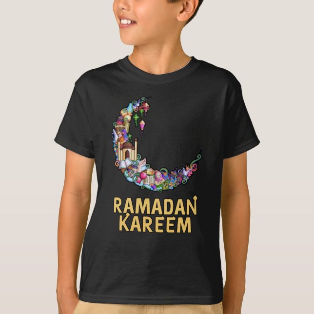 Ramadan Kareem Mubarak Fasting Måne T Shirt (Framsida)