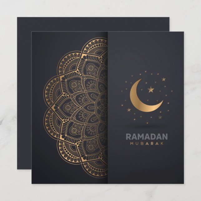 Ramadan Kareem Mubarak Golden Mandala Cresent Star Julkort (Fram/baksida)