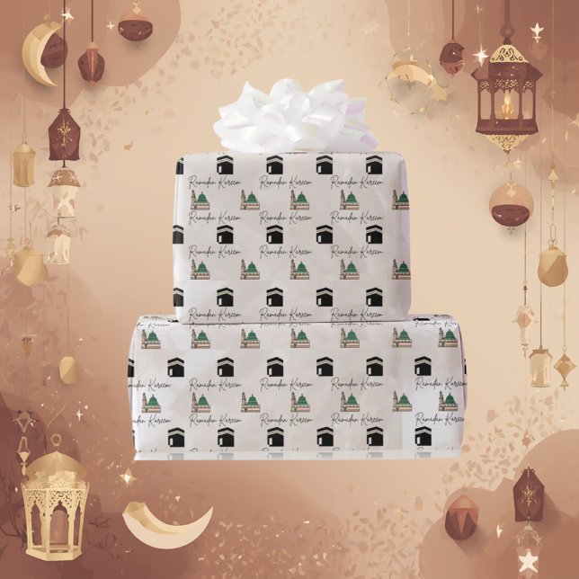 Ramadan Kareem presentpapper – Kaaba & Masjid  (Skapare uppladdad)