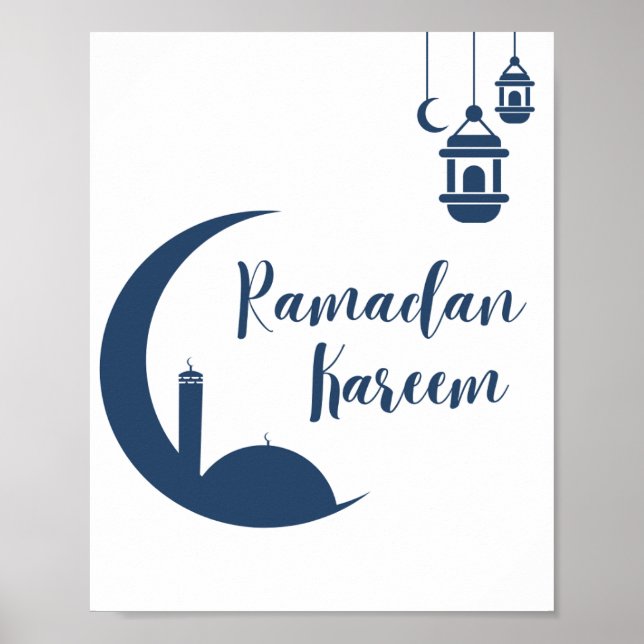 Ramadan Kareem Red Crescent & Lantern Islamic Wall Poster (Framsidan)