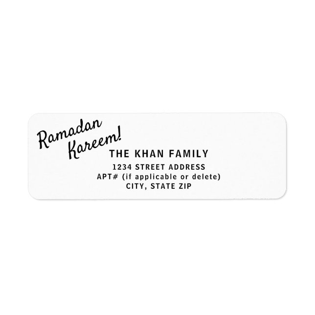 Ramadan Kareem Returadress Sticker Label Etikett (Framsidan)