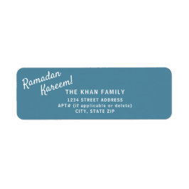 Ramadan Kareem Return Blue Adress Sticker-etikett Returadress Etikett