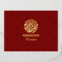 Ramadan Kareem Röd & Guld Folie Julkort Elegant
