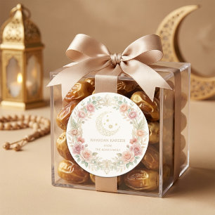 Ramadan Kareem Rosenskär Fyrkantig Lykta Runt Klistermärke