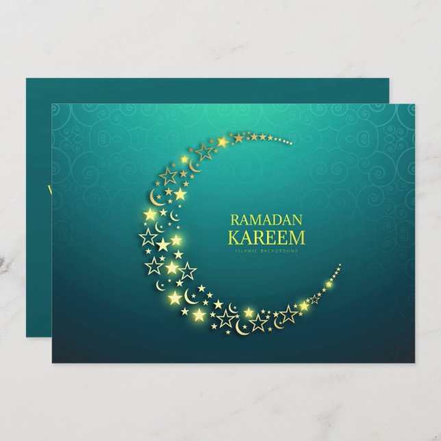 Ramadan Kareem Starry Guld Crescent Julkort (Fram/baksida)