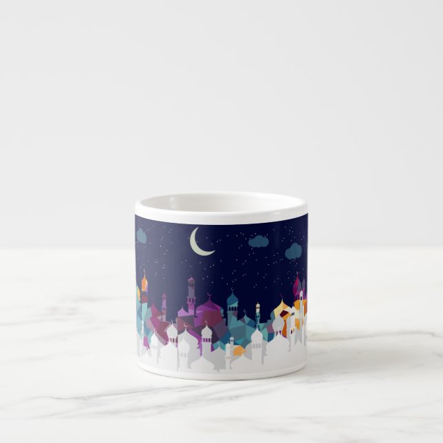 Ramadan Kareem Typografi Islamsk Halvmåne Text Espressomugg (Framsidan)