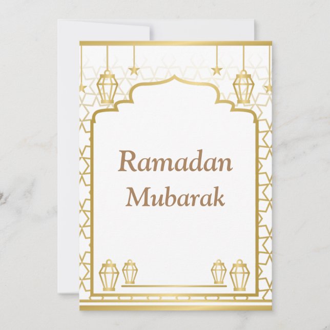 Ramadan Kareem Typography Islamic Crescent Text Julkort (Framsida)