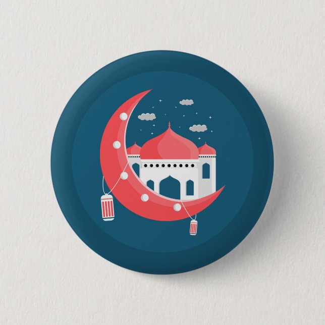 Ramadan Kareem Typography Islamic Crescent Text Knapp (Framsida)