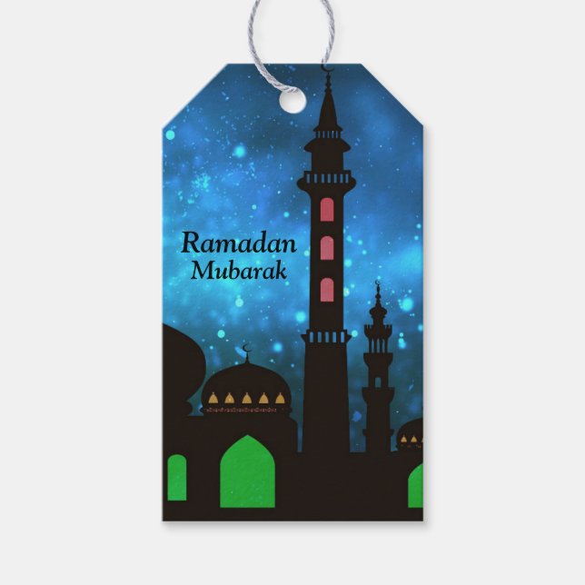 Ramadan Kareem Typography Islamic Crescent Text Presentetikett (Framsidan)